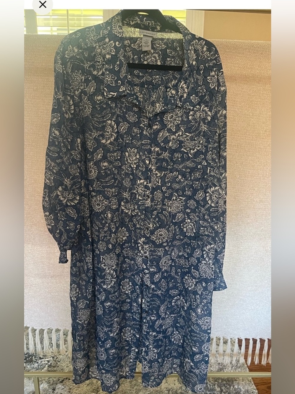 Catherine’s shirt Blue Floral Button-Front Midi Dress Bishop